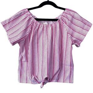 NWT! Vignette Girls Red White Striped Tie Front Top Size 10Y